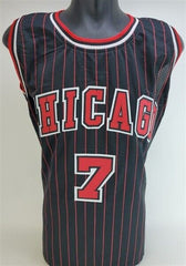 Toni Kukoc Signed Chicago Bull Pinstripe Jersey (JSA) 3xNBA Champion (1996-1998)