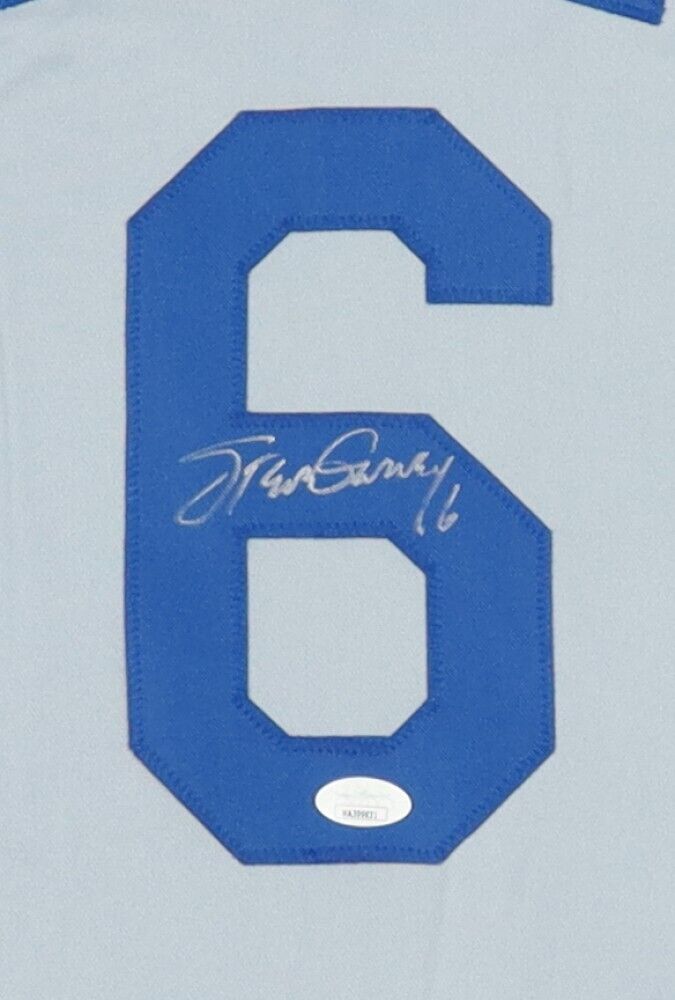 Steve Garvey Signed Los Angeles Dodgers Gray Road Jersey (JSA) 1981 W.S Champion
