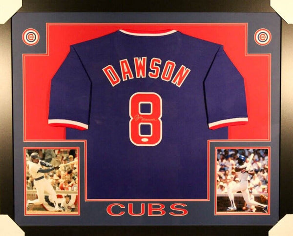 Andre Dawson Signed Chicago Blue Custom Double-Suede Framed