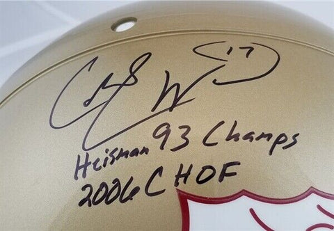 Charlie Ward Signed Florida State Seminoles Twice Inscribed Full-Size Helmet JSA
