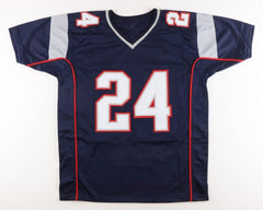 Ty Law Signed New England Patriot Career Stat Jersey (Beckett)3xSuper Bowl Champ