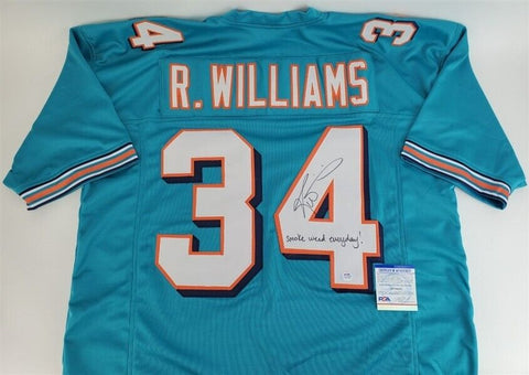 Ricky Williams Signed Miami Dolphins Teal Jersey Ins "Smoke Weed Everyday" (PSA)