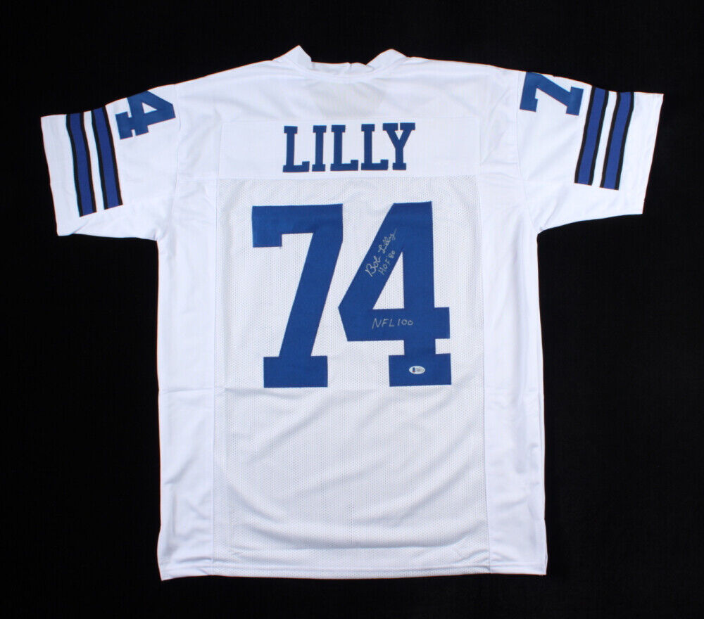 Bob Lilly Signed Dallas Cowboys Jersey Inscribed NFL 100 & HOF '8" (Beckett COA)