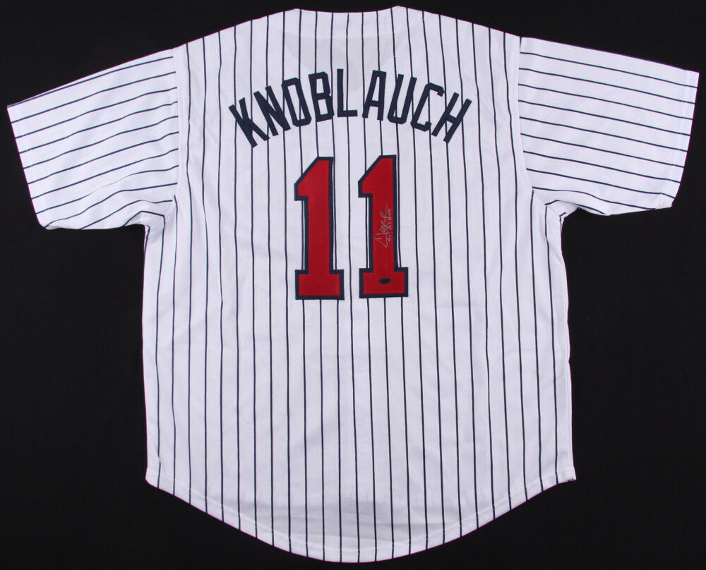 Chuck Knoblauch Signed Minnesota Twins Jersey Inscribed 91 AL ROY(Le –