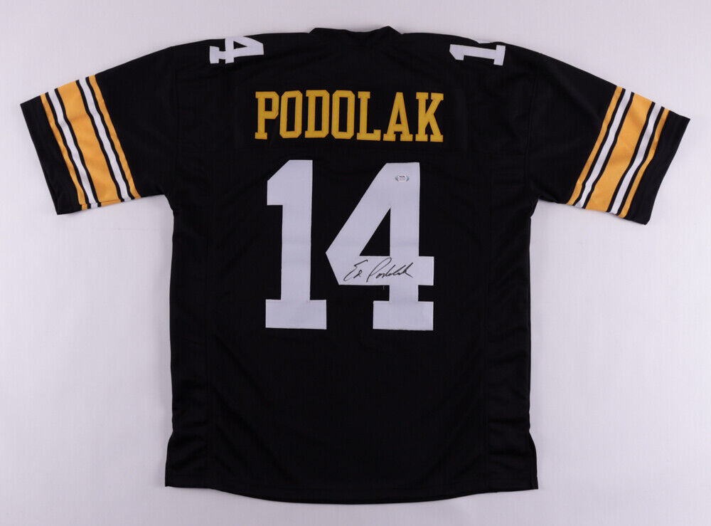 Ed Podolak Signed Iowa Hawkeyes Black Jersey (PSA COA) K.C. Super Bowl IV Champ