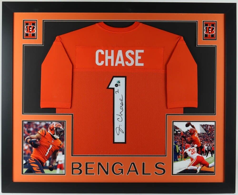 Ja’Marr Chase Autographed LED Framed Bengals Jersey