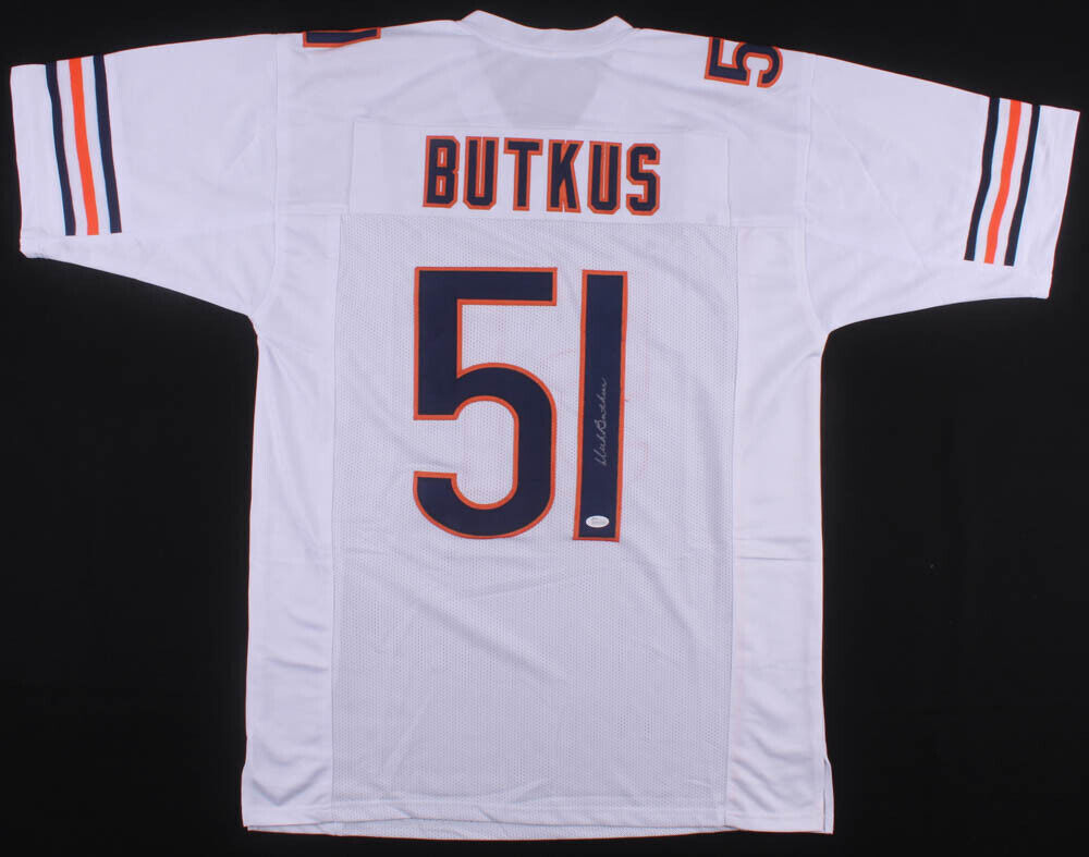 Dick Butkus Autographed pro style Football Jersey White STAT (JSA)