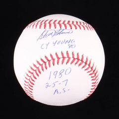 Steve Stone Signed OML Baseball 2 Inscriptions (JSA COA) Orioles, Cubs, Wht Sox,