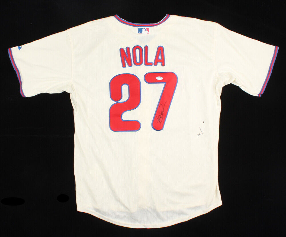 Aaron Nola Cream Philadelphia Phillies Autographed Nike Replica Jersey