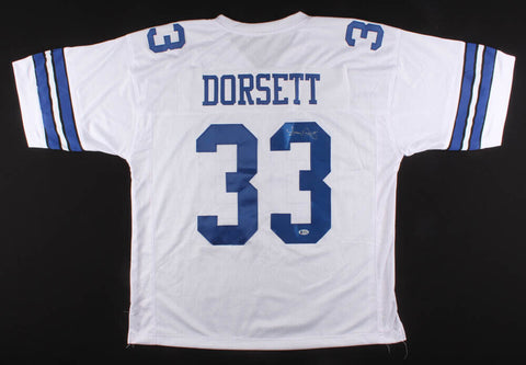 Tony Dorsett Signed Dallas Cowboy White Jersey (Beckett) 4×Pro Bowl Running Back