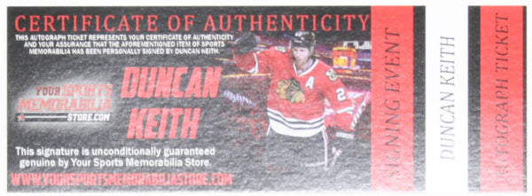 Duncan Keith Signed #2 Jersey Swatch (Keith)