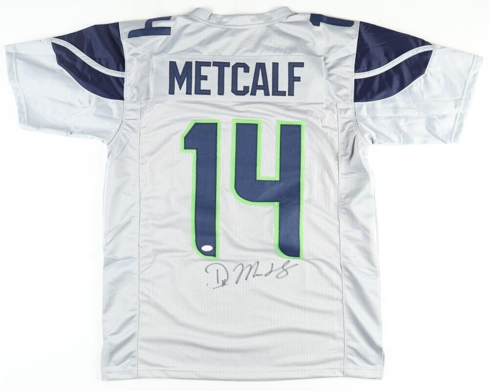DK Metcalf Seattle Seahawks Signed Autograph Blue Custom Jersey