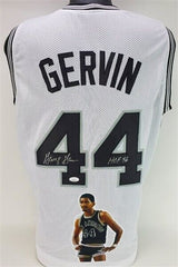 George Gervin Signed San Antonio Spur Photo Jersey "HOF 96" (JSA COA) The Iceman