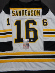 Derek Sanderson Signed Bruins White Jersey (JSA COA) Boston Center (1968-1972)
