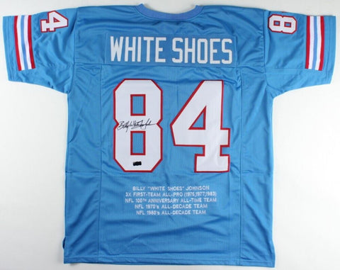 Billy "White Shoes" Johnson Signed Houston Oilers Jersey (Radtke) 3×Pro Bowl WR