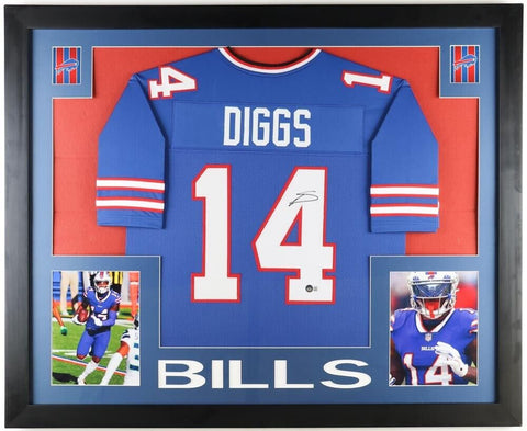 Stefon Diggs Signed 35x43 Framed Buffalo Bill Jersey Display (Beckett)All  Pro WR