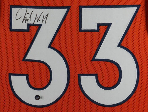 Javonte Williams Signed 35x43 Framed Denver Broncos Jersey (Beckett) 2nd  Rnd Pck