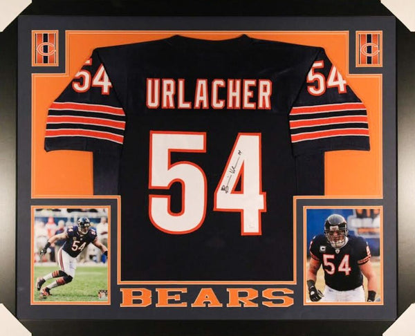 Brian Urlacher Signed Chicago Bears 35x43 Framed Jersey 2018 HOF (Be –