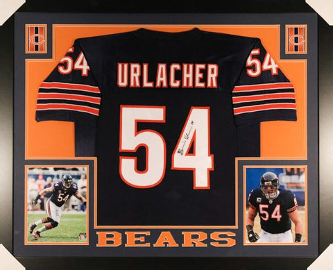 Brian Urlacher Signed Chicago Bears 35x43 Framed Jersey (JSA COA) 2018 HOF L.B.