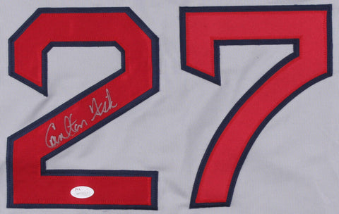 Carlton Fisk Signed Gray Road Red Sox Jersey (JSA COA) Rookie of the Year 1972