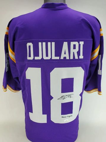 BJ Ojulari “Geaux Tigers” Signed LSU Tigers Purple Jersey (JSA COA) Cardinals LB