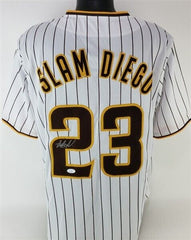 Fernando Tatis Jr Signed San Diego White Pinstripe Slam Diego Baseball  Jersey (J