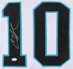 Curtis Samuel Signed Panthers White Jersey (JSA) 2017 2nd Rd Draft Pick Receiver