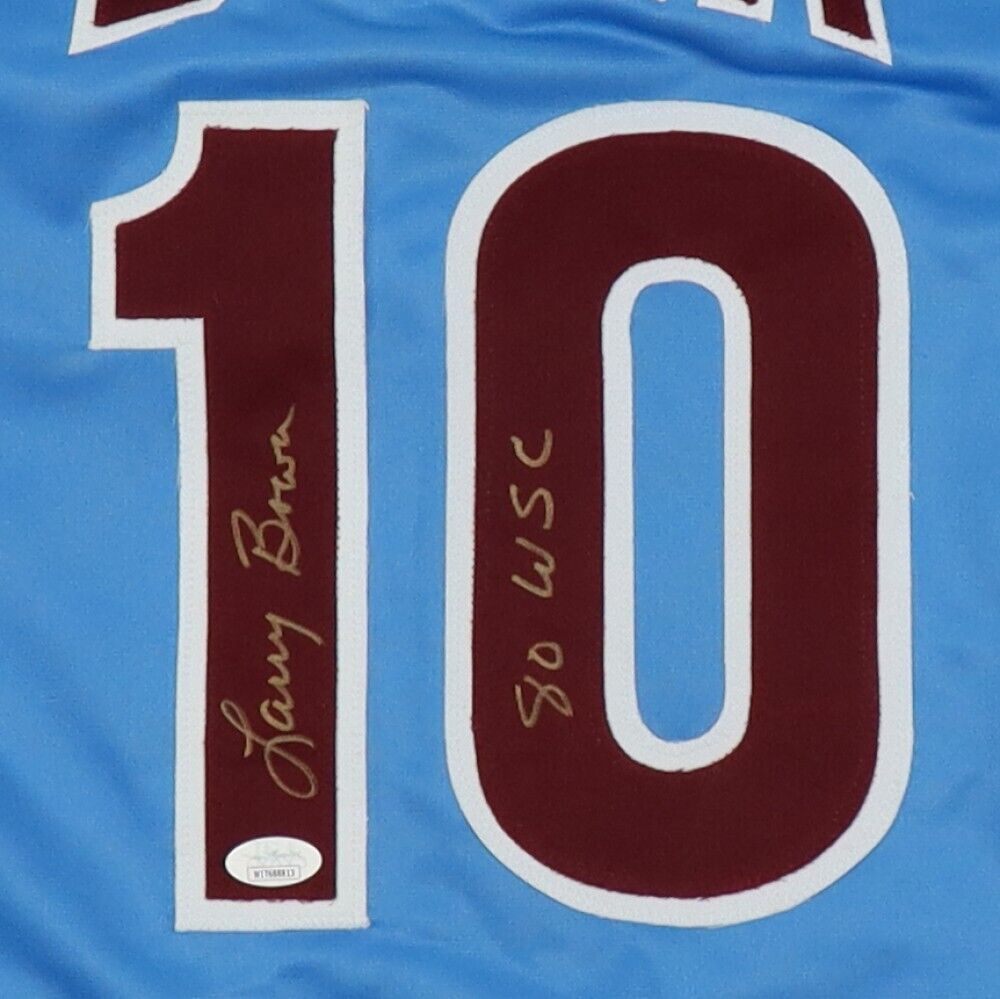 Larry Bowa Philadelphia Phillies Signed Powder blue jersey with 80 WSC  inscription with JSA COA