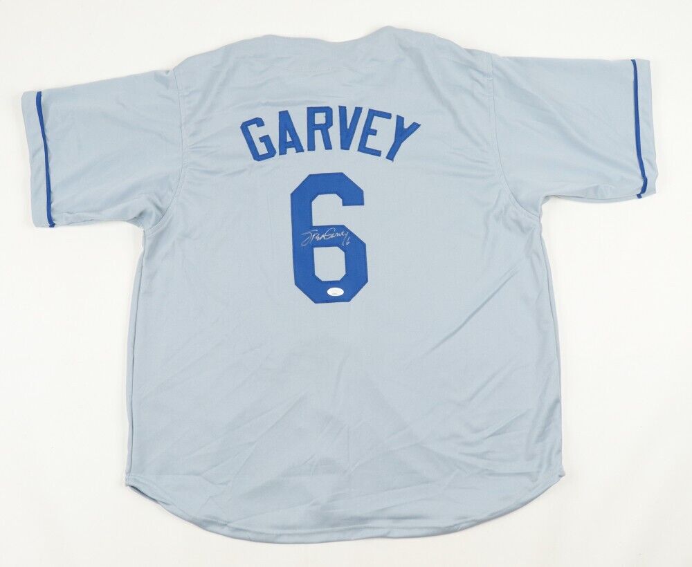 Steve Garvey Signed Los Angeles Dodgers Gray Road Jersey (JSA) 1981 W. –