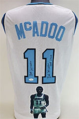 Bob McAdoo Signed Buffalo Braves Photo Jersey (JSA COA) NBA Hall of Fame 2000