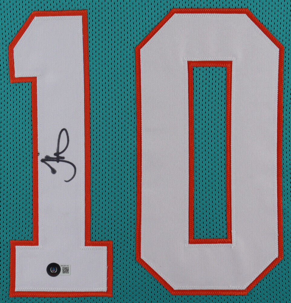 TYREEK HILL MIAMI DOLPHINS SIGNED AQUA STITCHED THROWBACK JERSEY JSA  WITNESS COA