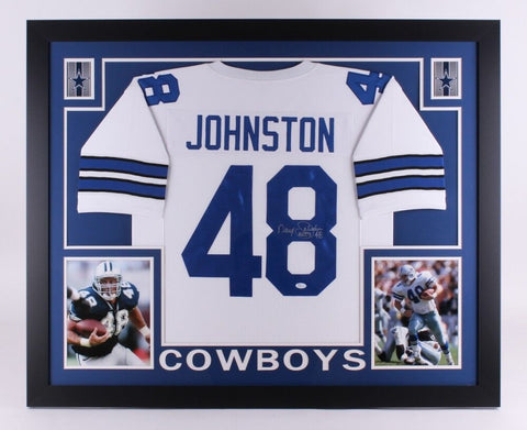 Daryl "Moose" Johnston Signed Cowboys 35" x 43" Custom Framed Jersey (JSA COA)